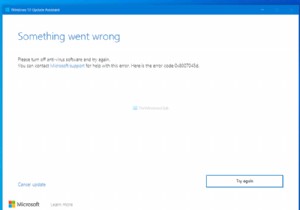 Đã xảy ra sự cố, Vui lòng tắt phần mềm chống vi-rút và thử lại, 0x8007045d 