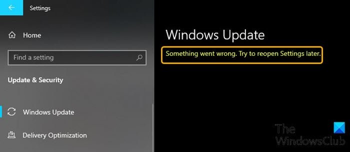 Đã xảy ra lỗi, hãy thử mở lại Cài đặt sau lỗi trên Windows 10 