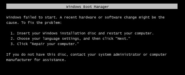 Windows thất bại trong việc khởi tạo; Thay đổi phần cứng hoặc phần mềm gần đây có thể là nguyên nhân 