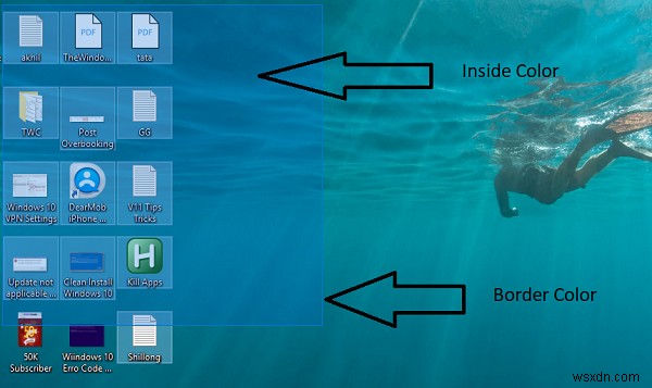 Cách thay đổi màu Hộp hình chữ nhật trong Vùng chọn mờ trong Windows 11/10 