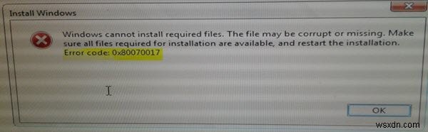 Sửa mã lỗi Windows 0x80070017 trong khi cài đặt, cập nhật hoặc khôi phục hệ thống 