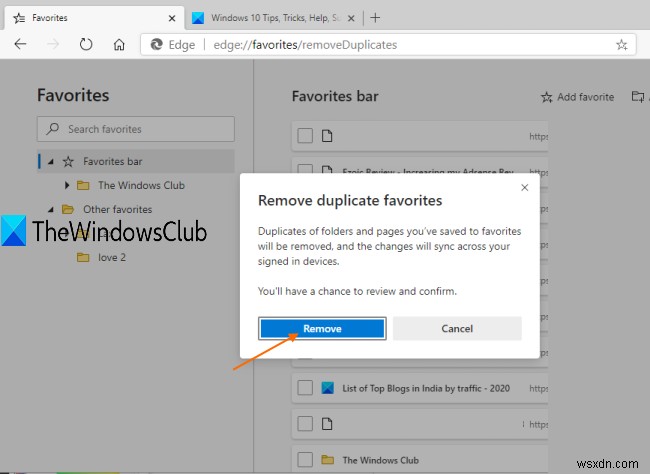 Cách xóa Mục ưa thích Trùng lặp trong trình duyệt Microsoft Edge 