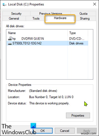 Cách thêm hoặc xóa tab Phần cứng trong Thuộc tính Ổ đĩa trong Windows 10 