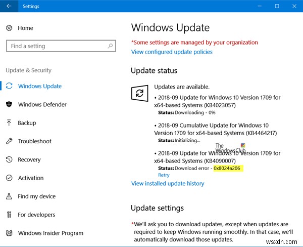 Sửa lỗi cập nhật Windows 0x8024a206 trong Windows 11/10 