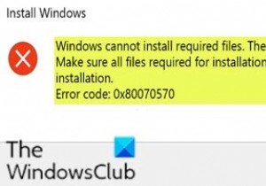 Windows không thể cài đặt các tệp được yêu cầu, Mã lỗi 0x80070570 