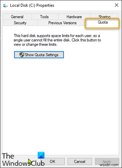 Cách thêm hoặc xóa tab Hạn ngạch trong Thuộc tính Drive trong Windows 10 