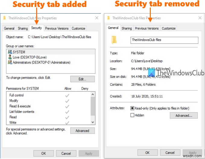 Làm cách nào để thêm hoặc xóa tab Bảo mật khỏi File Explorer trong Windows 10? 