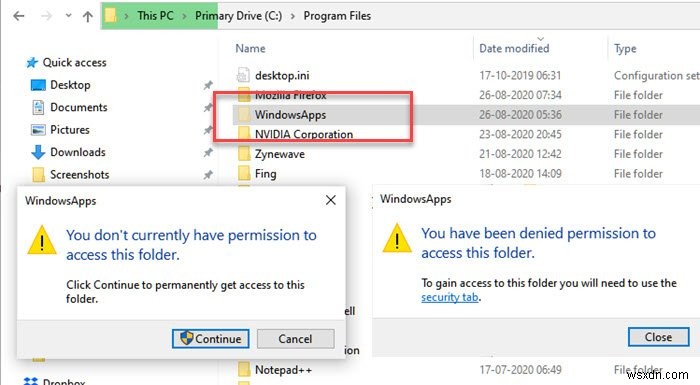 Thư mục ẩn WindowsApps là gì và tại sao tôi không thể truy cập nó? 