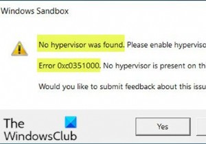 Không tìm thấy hypervisor; Lỗi 0xc0351000 - Windows Sandbox 