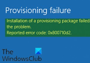 Cài đặt gói cung cấp không thành công, Lỗi 0x80070057 hoặc 0x800710d2 