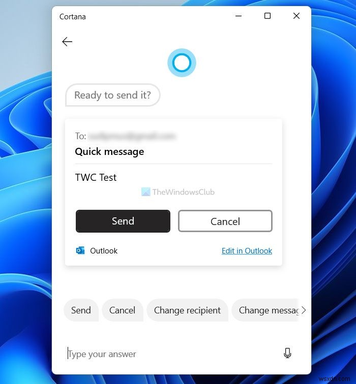 Sử dụng Lệnh thoại để viết Email bằng Cortana trên Windows 11/10 