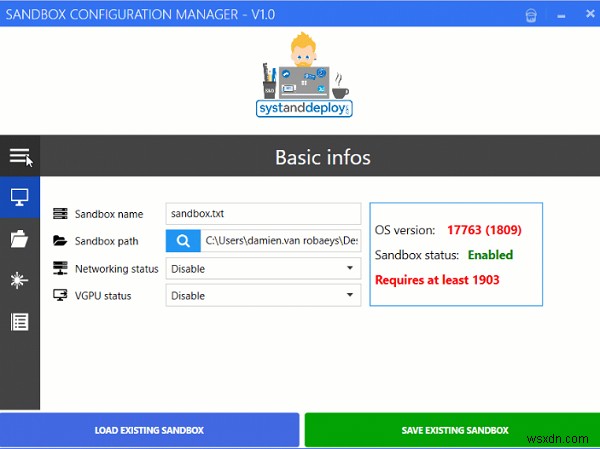 Tạo Sandbox trong Windows bằng Trình quản lý cấu hình Sandbox 