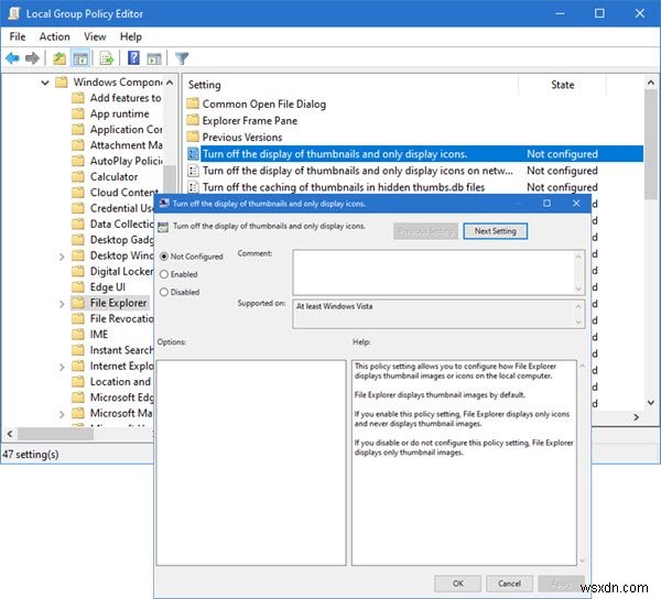 Bật hoặc tắt Xem trước hình thu nhỏ trong File Explorer trong Windows 11/10 