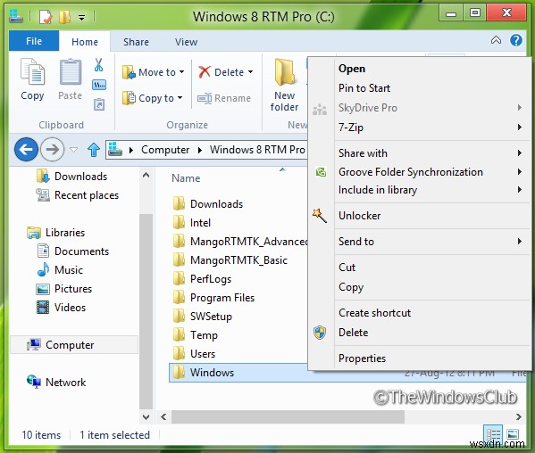 Loại bỏ Open Folder trong tùy chọn menu ngữ cảnh cửa sổ mới trong Windows File Explorer 