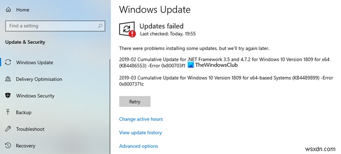 Sửa lỗi cập nhật Windows 10 0x800703F1 
