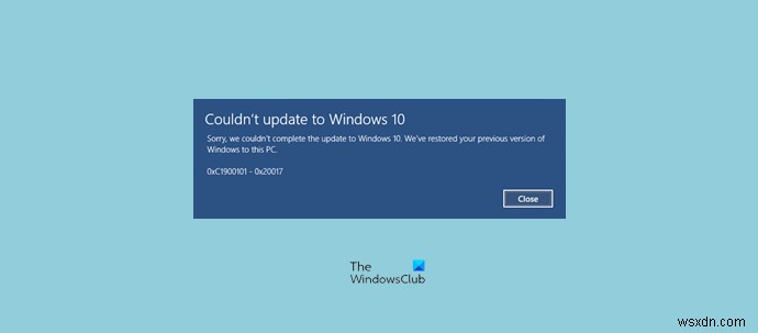Mã lỗi 0xC1900101, Chúng tôi không thể cài đặt hoặc cập nhật Windows 11/10 
