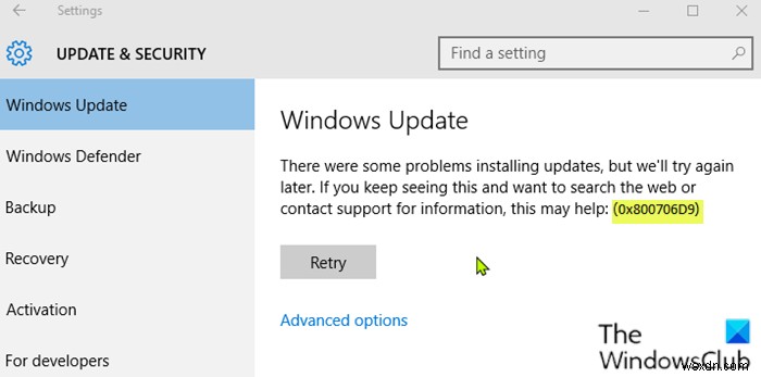 Sửa lỗi Windows Update 0x800706d9 trên Windows 10 