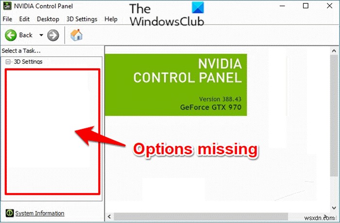Bảng điều khiển NVIDIA bị thiếu trên Windows 11/10 