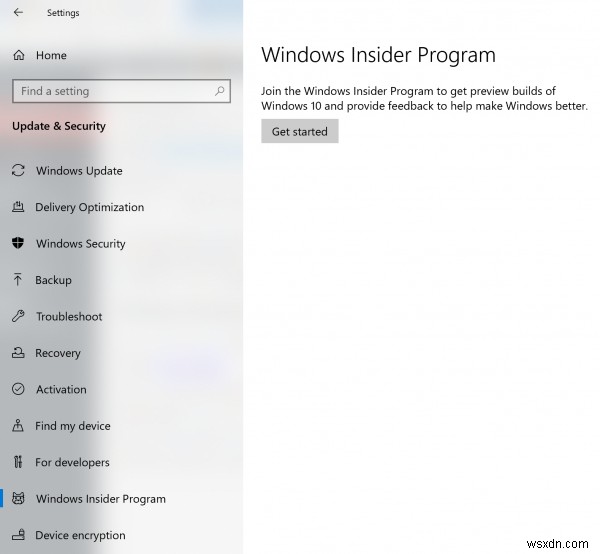 Trang Chương trình Người dùng nội bộ Windows bị thiếu hoặc không hiển thị trong Cài đặt 