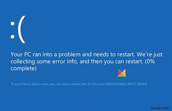Lỗi THIẾT BỊ BOOT KHÔNG TRUY CẬP trong Windows 11/10 