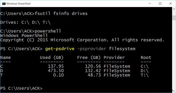 Liệt kê các ổ cứng bằng Command Prompt &PowerShell trong Windows 11/10 