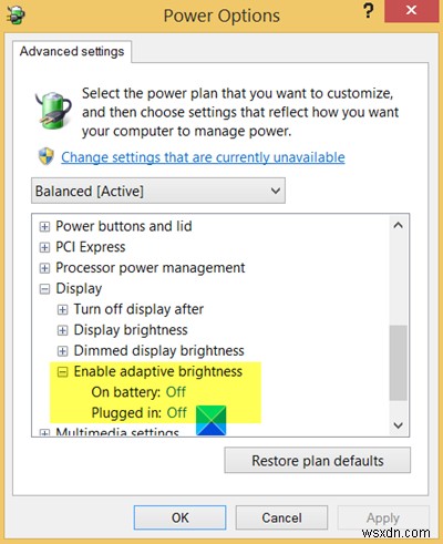 Cách Bật hoặc Bật và Sử dụng Độ sáng Tự động hoặc Thích ứng trong Windows 10 