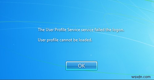 Dịch vụ hồ sơ người dùng không đăng nhập được, hồ sơ người dùng không thể tải được 