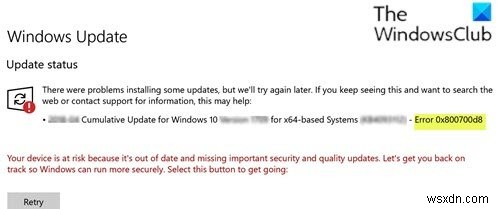 Sửa lỗi Windows Update 0x800700d8 trên Windows 10 