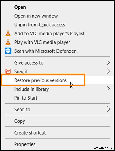 Cách xóa mục Khôi phục phiên bản trước khỏi menu Ngữ cảnh trong Windows 10 