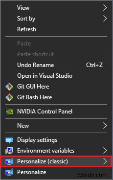 Cách thêm Cá nhân hóa (Cổ điển) vào Menu ngữ cảnh trong Windows 10 
