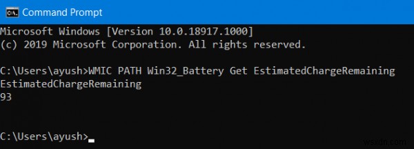 Cách kiểm tra mức pin bằng Dòng lệnh trong Windows 11/10 