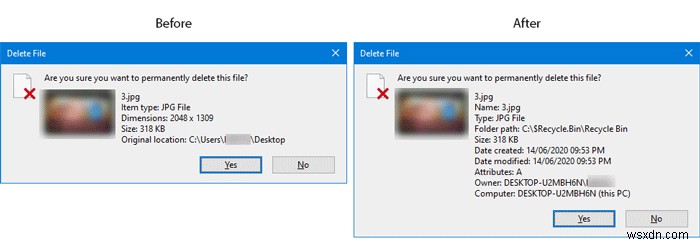Cách hiển thị đầy đủ chi tiết trong hộp thoại xác nhận Xóa tệp trong Windows 11/10 