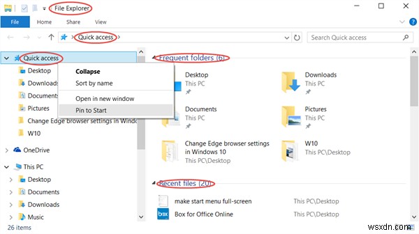 Đặt File Explorer mở PC này thay vì Truy cập nhanh trong Windows 11/10 