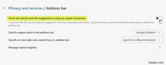 Cách tắt đề xuất Tìm kiếm trên thanh địa chỉ trong Microsoft Edge 