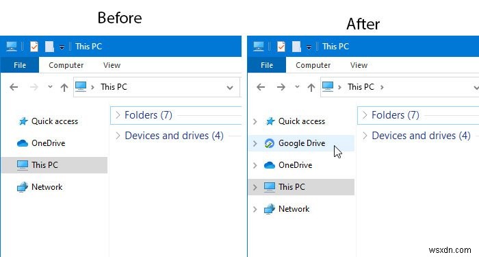Cách thêm Google Drive vào Ngăn điều hướng File Explorer trong Windows 10 