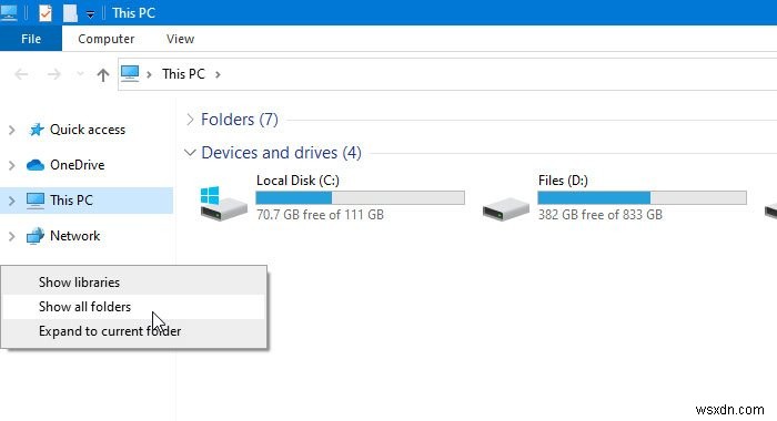 Cách thêm Thùng rác vào Ngăn dẫn hướng File Explorer của Windows 11/10 