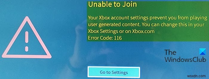 Cách sửa mã lỗi Roblox 106, 110, 116 trên Xbox One 