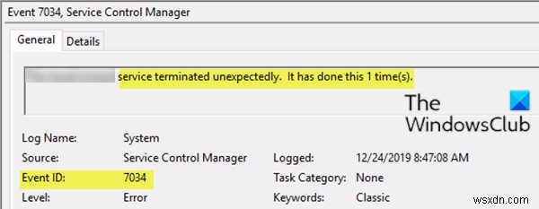 Sửa lỗi Event ID 7031 hoặc 7034 khi người dùng đăng xuất khỏi máy tính Windows 10 