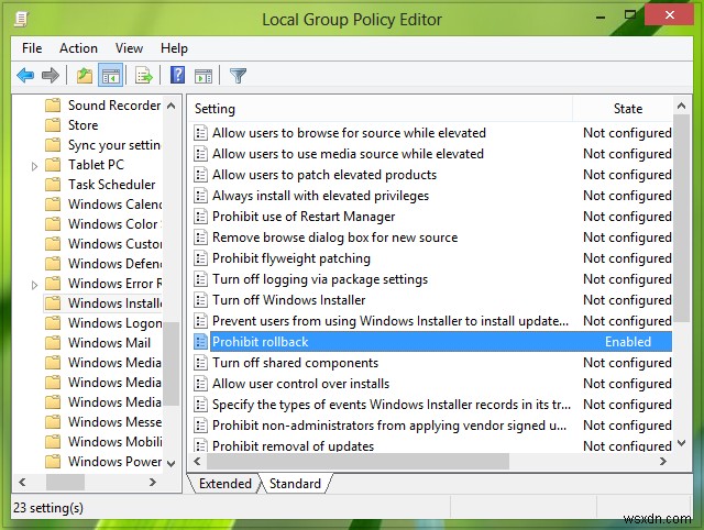 Tắt tính năng Rollback của Windows Installer trong Windows 11/10 
