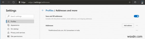 Cách quản lý thông tin và địa chỉ Thẻ tín dụng trên Microsoft Edge trên Windows 10 