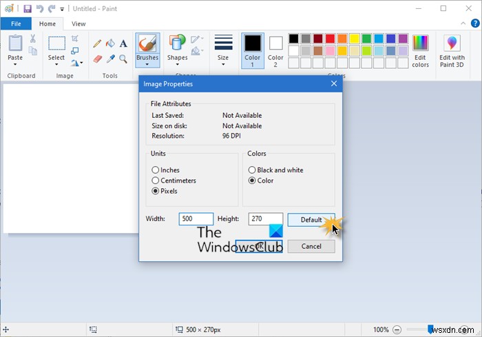 Cách đặt lại Cài đặt, Vị trí, Độ phân giải hoặc Kích thước của Microsoft Paint về mặc định trong Windows 10 