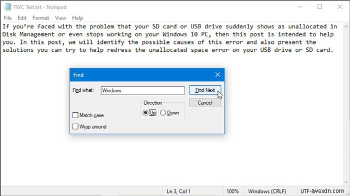 Cách tìm và thay thế văn bản trong Notepad trên Windows 10 
