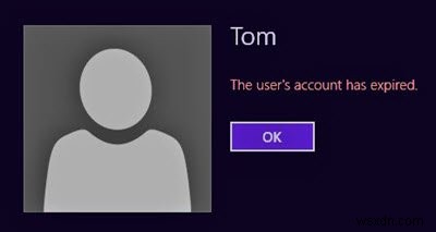 Tài khoản của người dùng đã hết hạn trên Windows 11/10 
