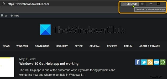 Cách bật trình tạo mã QR trong trình duyệt Microsoft Edge 