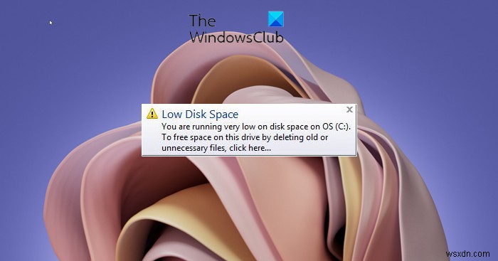 Cách tắt thông báo Dung lượng đĩa thấp trong Windows 11/10 
