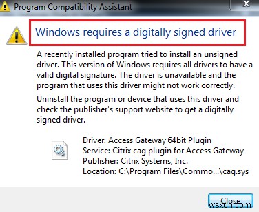 Khắc phục sự cố Windows yêu cầu lỗi trình điều khiển được ký điện tử 