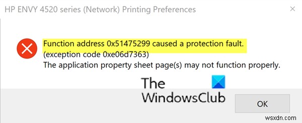 Địa chỉ hàm gây ra lỗi Bảo vệ - Lỗi in trên Windows 11/10 