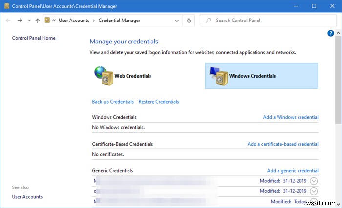 Cách mở và sử dụng Windows Credential Manager trong Windows 11/10 
