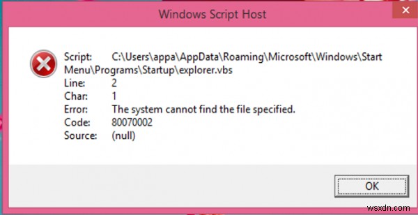 Sửa lỗi Windows Script Host khi khởi động Windows 11/10 