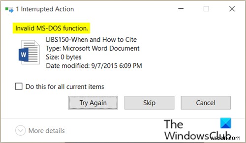 Sửa lỗi tệp chức năng MS-DOS không hợp lệ trên Windows 11/10 